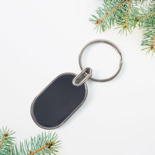 Elegant Black & Silver Oval Metal Keychain (1 Pc)